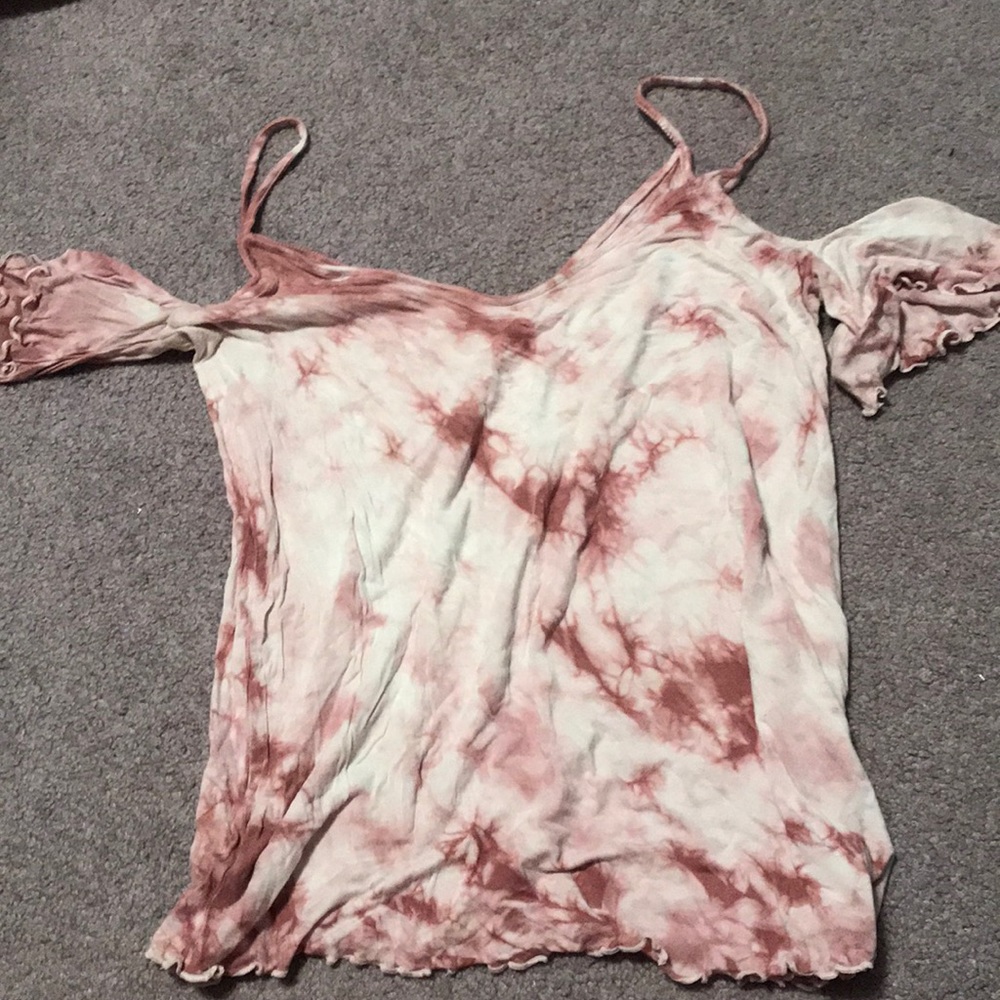 pink tie died off the shoulder tank